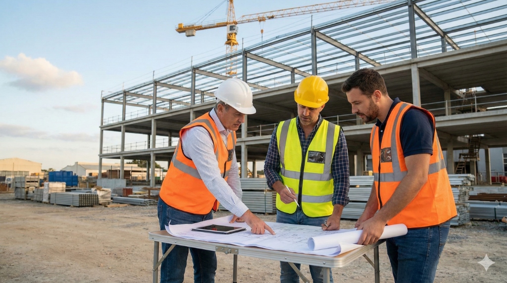 Bauteam bei der Projektbesprechung